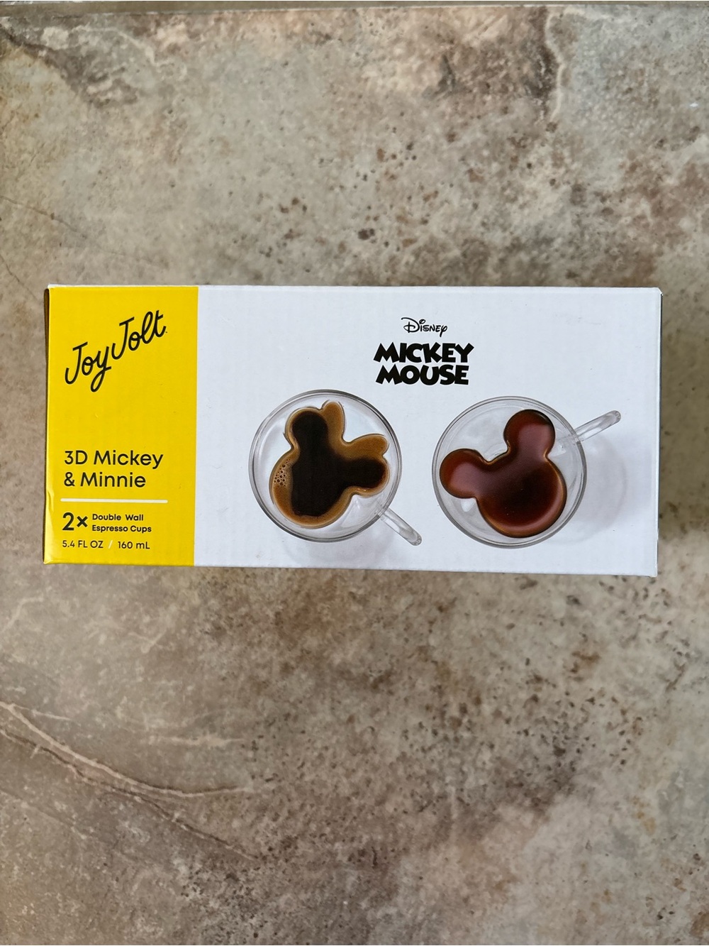 Brand New JoyJolt Disney Mickey & Minnie Mouse Double Wall Espresso Cups 2 x 5.4